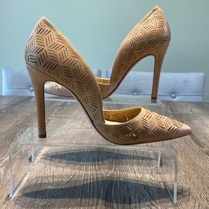 JS Sand Castle Ruby Tumbled Luxe Kid Suede Leather. Intricate Laser-Cue Details.